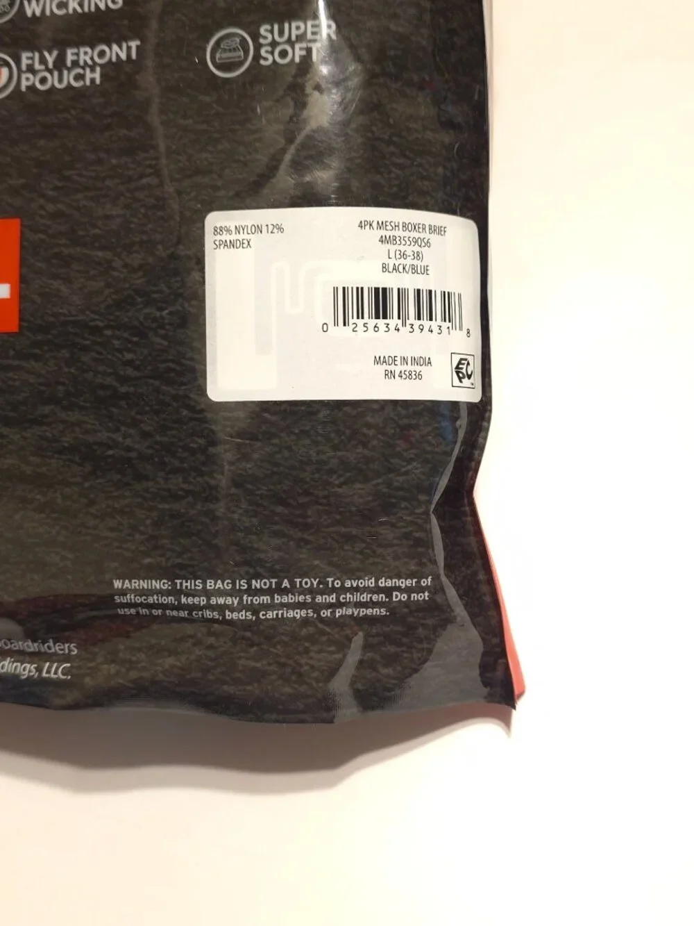 Quiksilver 4-Pack Performance Mesh Boxer Briefs